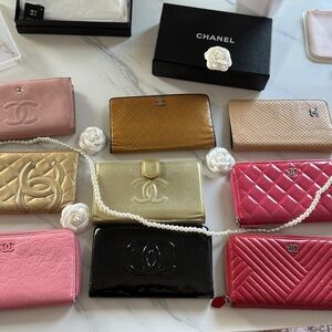 Chanel Wallet Assortment - Pink, Gold, Black